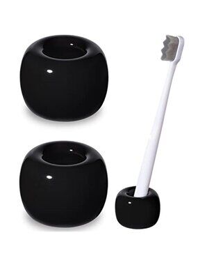 Ceramic Toothbrush Holder Set 2 Pack Bathroom Counter Organizer Minimalist Cup